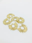 2 x Gold Plated Art Deco Sun Pendants, 28.5x34mm (2345)