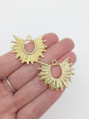 2 x Gold Plated Art Deco Sun Pendants, 28.5x34mm (2345)