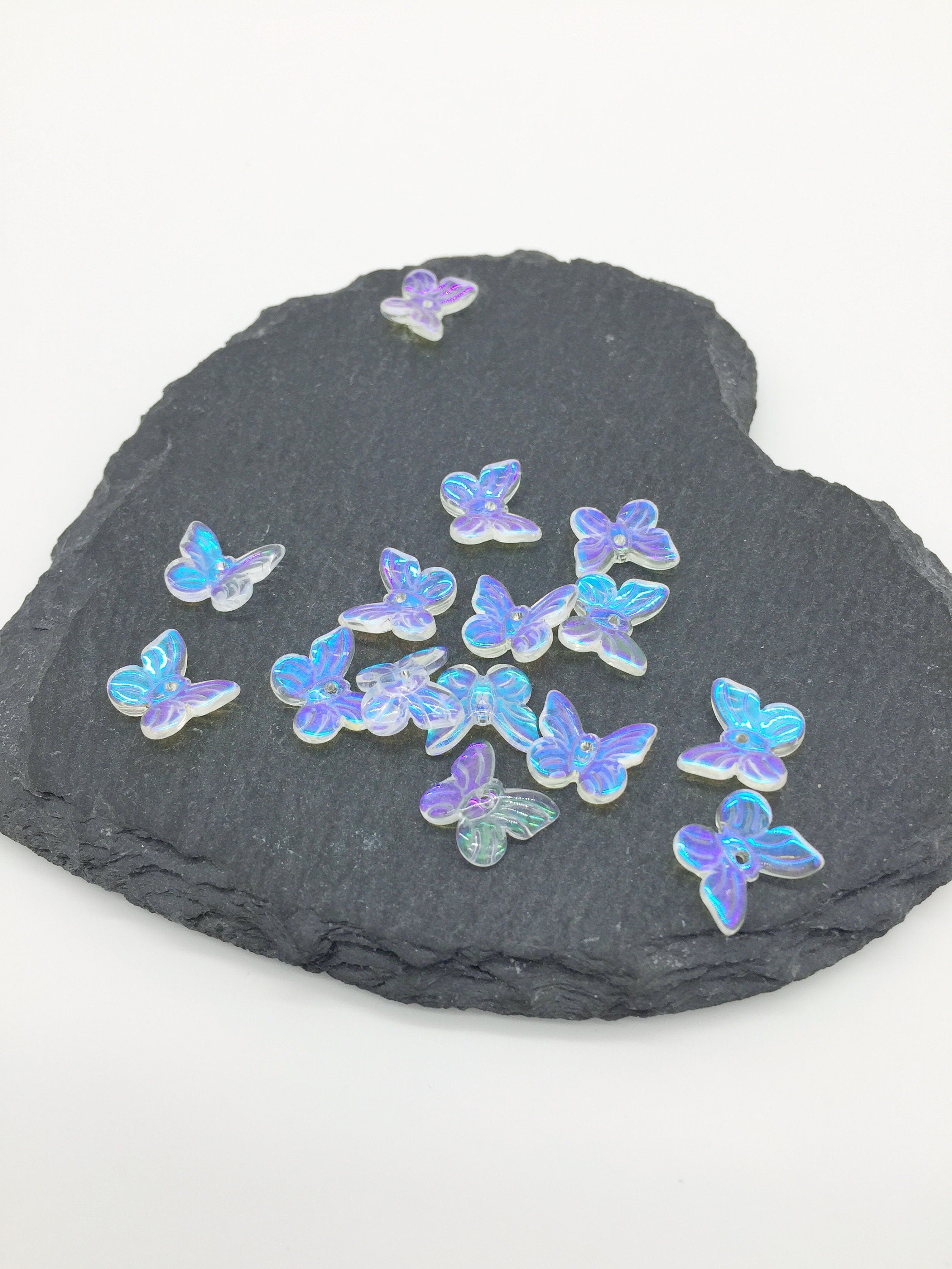 20 x Tiny Crystal Butterfly Charms, 11x10mm (0794)