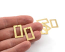 6 x Textured Raw Brass Open Rectangle Pendants, 22x13mm (C0564)