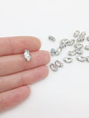 24 x 5x10mm Rhodium Clear Glass Navette Rhinestones, Sew-on Crystals (2795)