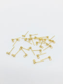 1 pair x Gold Plated Stainless Steel Ball Earring Studs, 3mm Ball Studs (2726)