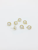1 pair x Gold Plated Pearl Earring Stud Blanks with Loops (0987)
