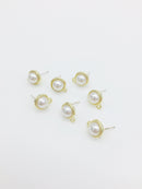 1 pair x Gold Plated Pearl Earring Stud Blanks with Loops (0987)