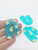 1 x Irregular Arch Shaped Daisy Pendant, 46x35mm (2329)