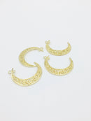 2 x Large Ornate Gold Moon Pendant Connectors, 40x32mm (2303)