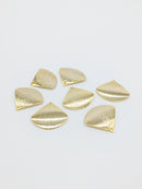 2 x 18K Gold Plated Brushed Fan Pendants, 27x30mm (0025)