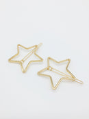 1 x Gold Plated Star Hair Clip, 50mm (1802G)
