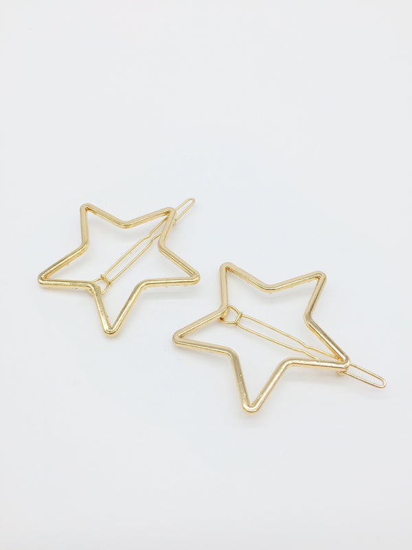 1 x Gold Plated Star Hair Clip, 50mm (1802G)