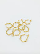 1 pair x Gold Plated Stainless Steel Bamboo Hoop Studs (1731)
