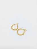 1 pair x Gold Plated Stainless Steel Beaded Hoop Earring Studs, 18mm (1731)