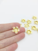 10 x Gold Flower Bead Caps, 16.5mm Metal Flower Beads