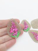 1 x Petal Shape Orchid Flower Pendant with Glitter, 44x37mm (2318)