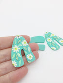 2 x Irregular Arch Daisy Pendants, 40x29mm Acrylic Earring Charms (2325)