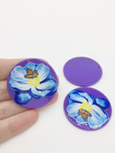 1 x Round Purple Flower Pendant, 40mm (2326)