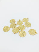 1 x 18K Gold Plated Textured Double Moon Pendant, 17x18.5mm