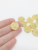 1 x 18K Gold Plated Textured Double Moon Pendant, 17x18.5mm