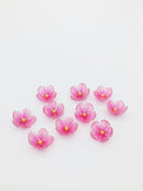 2 x 3D Acrylic Translucent Pink Flower Cabochons, 16mm (3146)