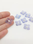 4 x Translucent Blue Flower Cabochons, 3D Flower Beads No Hole, 20x15mm (3141B)