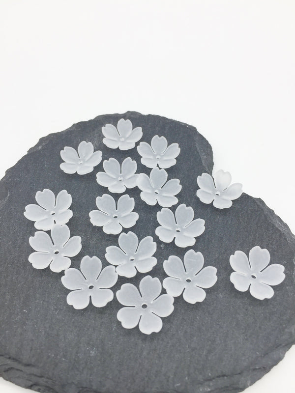 40 x Acrylic Frosted Flower Beads, 15mm (3249)