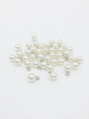 6 x Off-white Pearl Charms with Stainless Steel Loop, 10mm (3090)