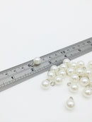 6 x Off-white Pearl Charms with Stainless Steel Loop, 10mm (3090)