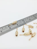 2 x 24K Gold Plated Tulip Charms with Cubic Zirconia, 28x7mm (0106)