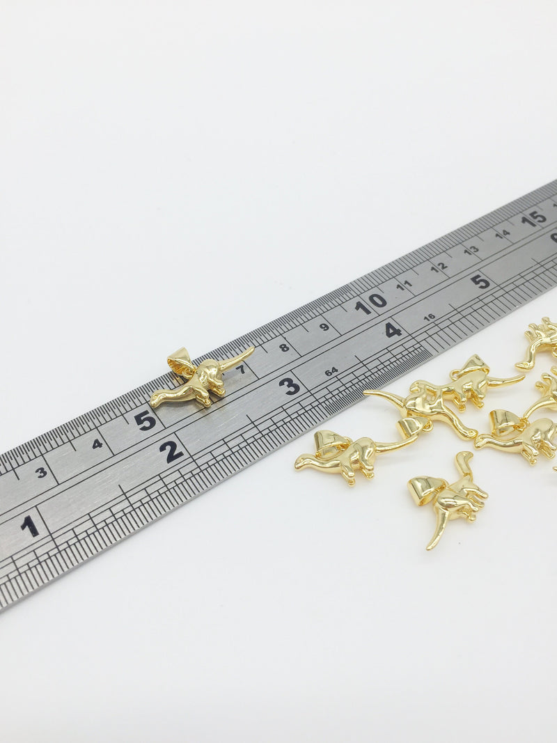 1 x 18K Gold Plated 3D Dinosaur Charm, 22x9.5mm