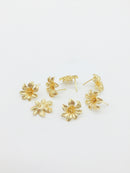 1 pair x 18K Gold Plated Flower Earring Studs with Loop (0374)