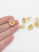 1 pair x 18K Gold Plated Flower Earring Studs with Loop (0374)