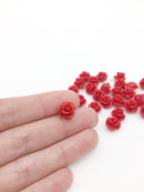 10 x Red Coral Imitation Carved Flower Beads, 10mm (1753)