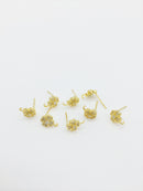 1 pair x 18K Gold Plated CZ Clover Earring Posts, 9x11.5mm (0416)