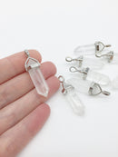 1 x Clear Quartz Pendant, 43x13mm Pointed Crystal Pendant