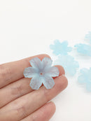 10 x Large Frosted Light Blue Flower Beads, 30mm (3204)