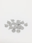 16 x Textured Round Stainless Steel Charms, 14x11mm