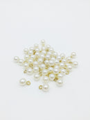 8 x Off White Pearl Charms with Gold Plated Stainless Steel Loop, 8mm (3096G)