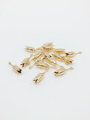 2 x 24K Gold Plated Tulip Charms with Cubic Zirconia, 28x7mm (0106)