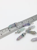 1 x Pointed Fluorite Crystal Pendant, 43x13mm Healing Gemstone Pendant with Bail (0376)