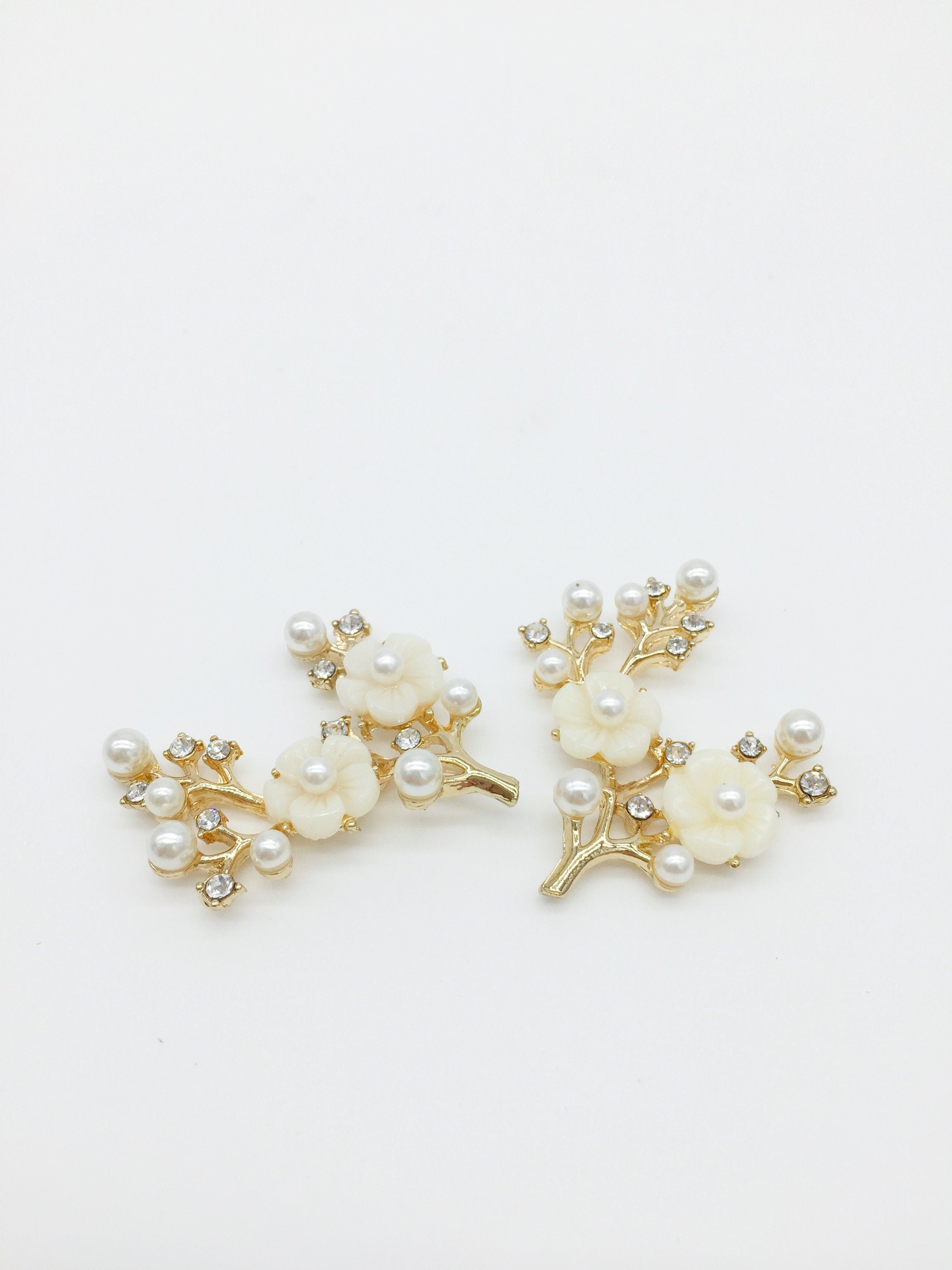 1 x Champagne Gold Plum Blossom Branch Embellishment, 35x40mm