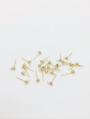 5 pairs x Tiny 18K Gold Crystal Earring Studs, Gold Cubic Zirconia Earring Posts, 3x10mm (0413)