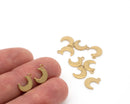 12 x Tiny Raw Brass Crescent Moon Charms, 11x8mm (C0057)