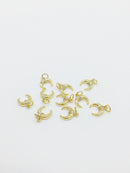 1 x 18K Gold Plated Tiny Cubic Zirconia Crescent Moon Charm, 9x11mm (0449)