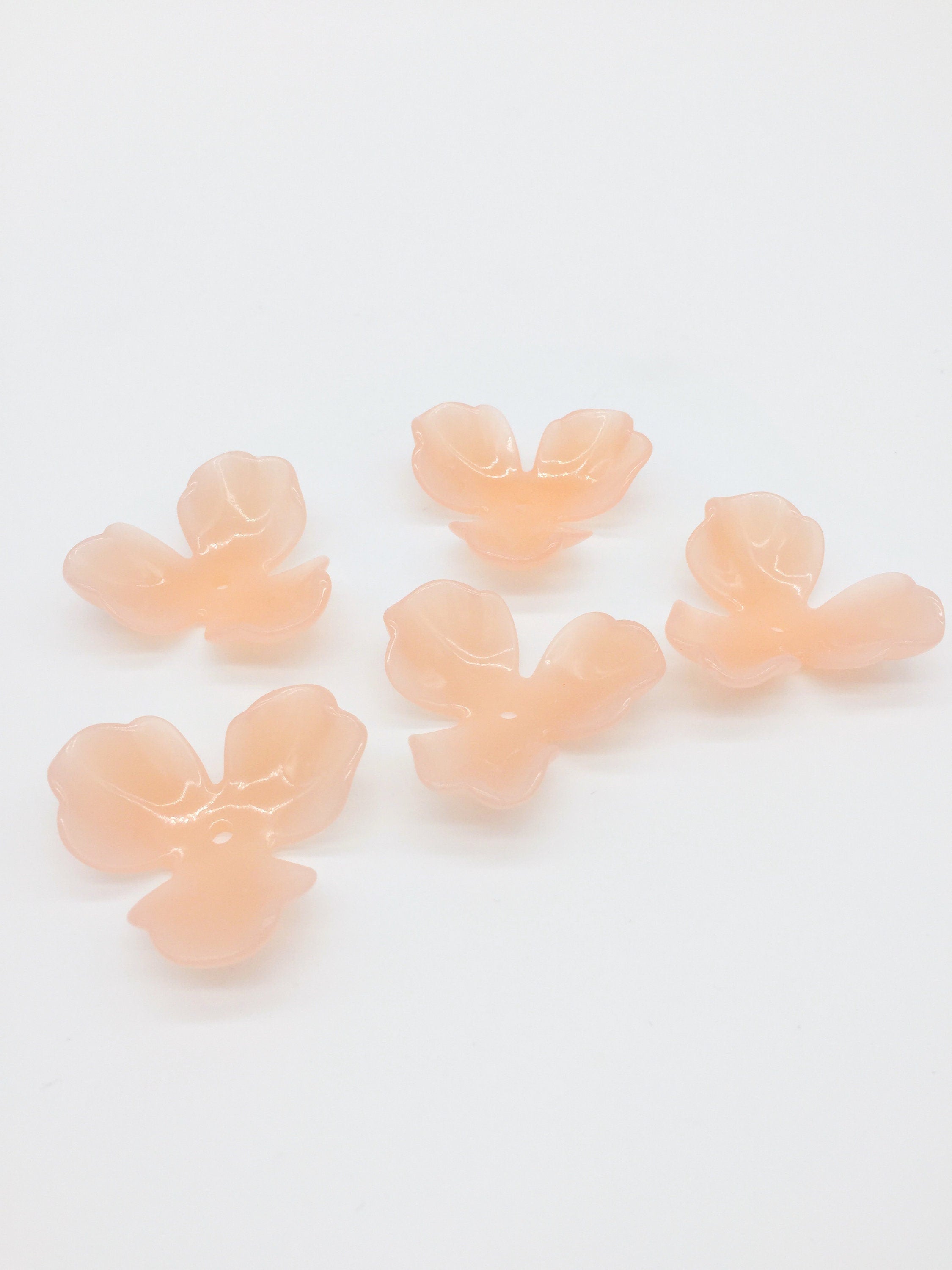 6 x Large Peach Blush Acrylic Flower Beads, 39mm (3377)