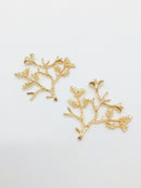 2 x Champagne Gold Calla Flower Branch Embellishment, 48x51mm