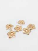 10 x Champagne Gold Metal Flower Bead Caps, 21mm