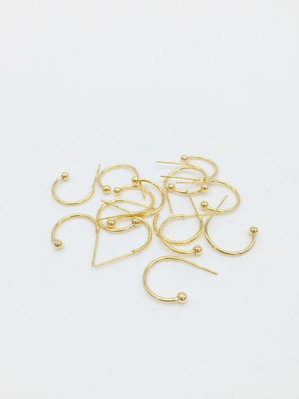3 pairs x 18K Gold Earring Hoops Blanks, 16mm (1171)