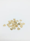 8 x Shiny 18K Gold Plated Flat Heart Charms, 8x8.5mm (0454)