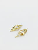 1 x 18K Gold Plated Feather Connector with Cubic Zirconia, 34x13mm (2708G)