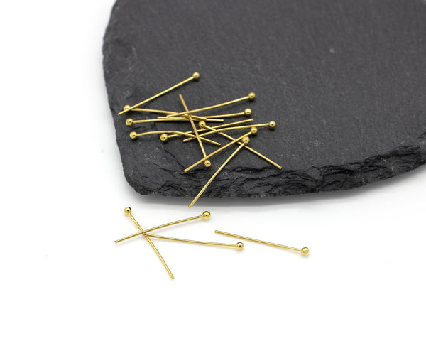 100 x Raw Brass Ball Head Pins, Available in Different Sizes