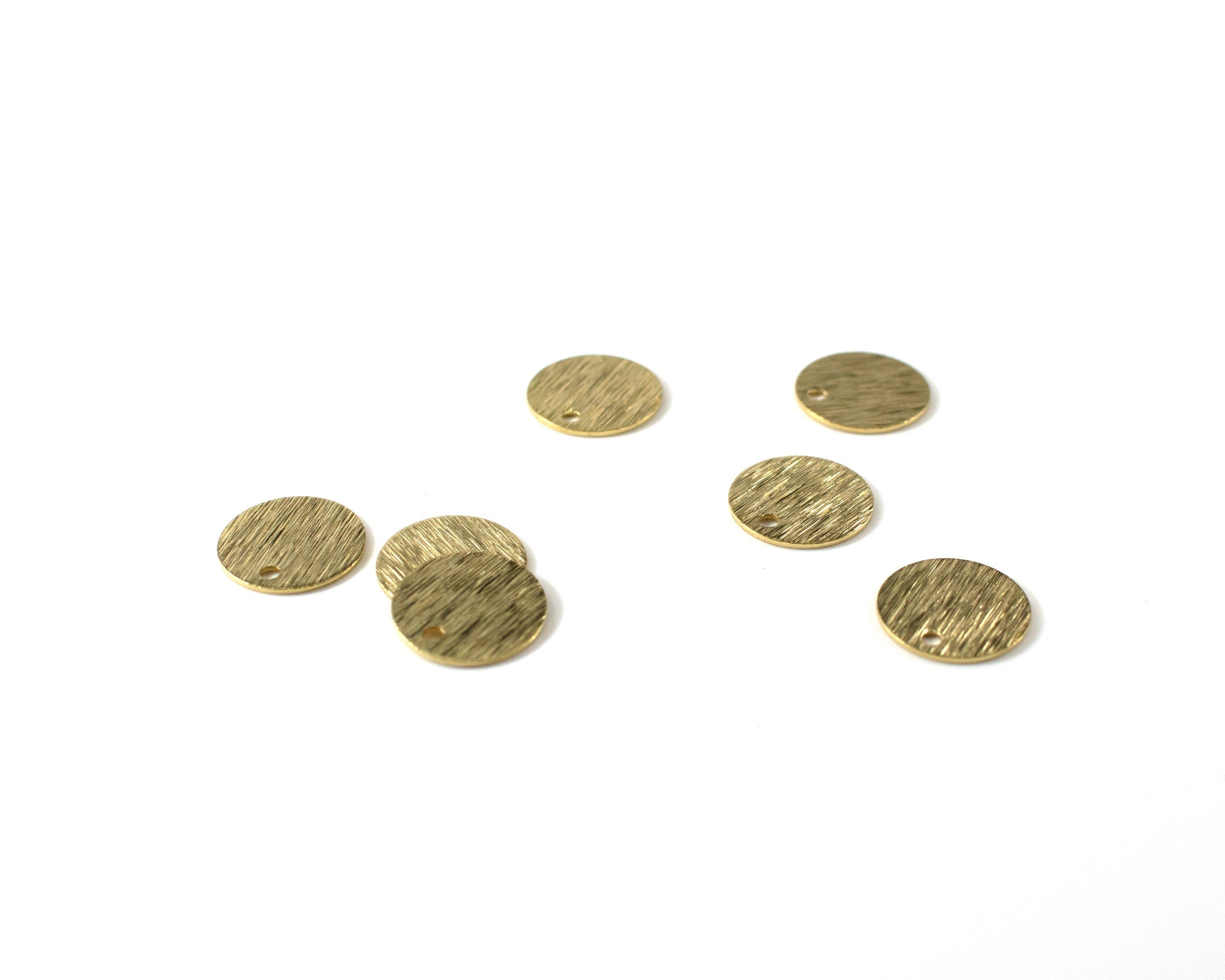 20 x Raw Brass Textured Disc Charms, 12mm (C0171)